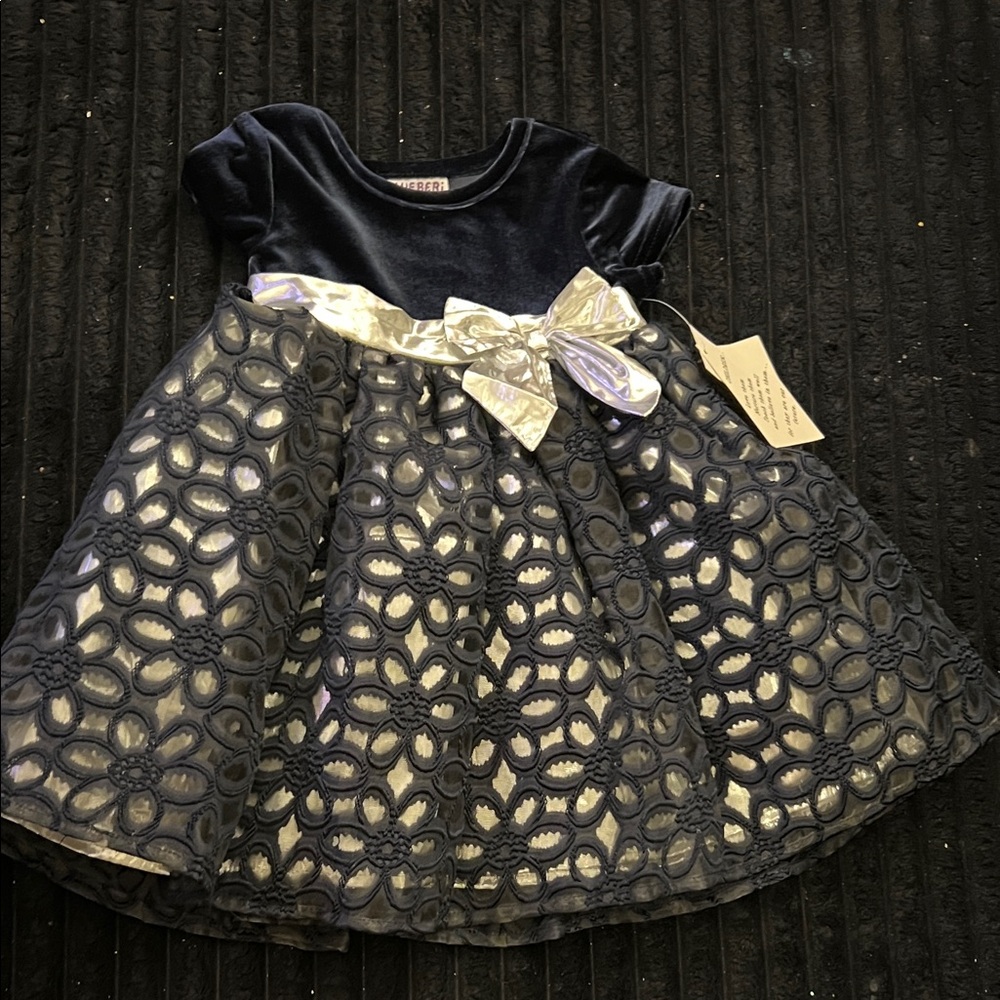 Midnight Blue and Silver Floral Dress